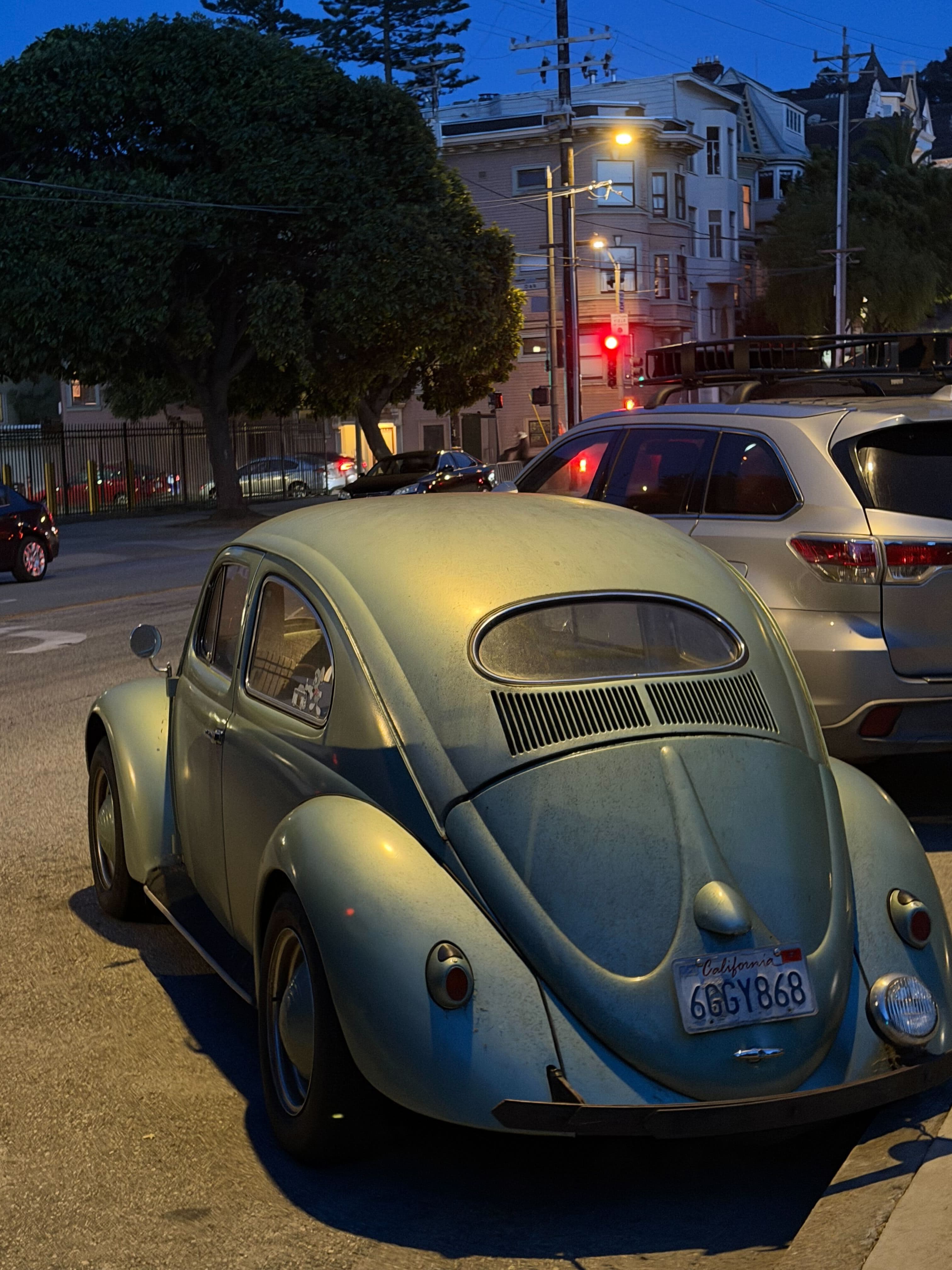Blue vintage Volkswagen Beetle in San Francisco
